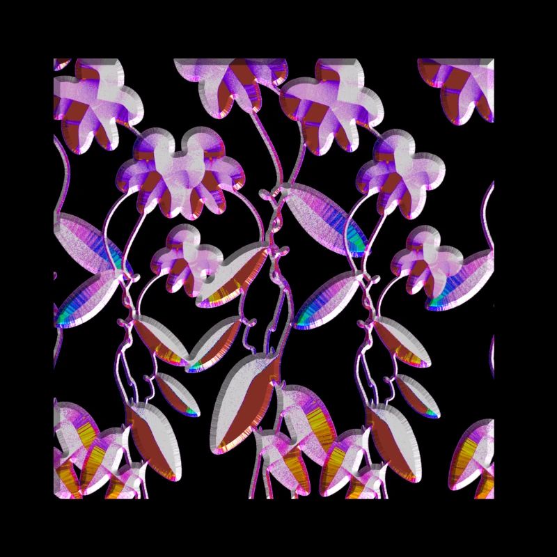 purple flowers pattern glitter plant