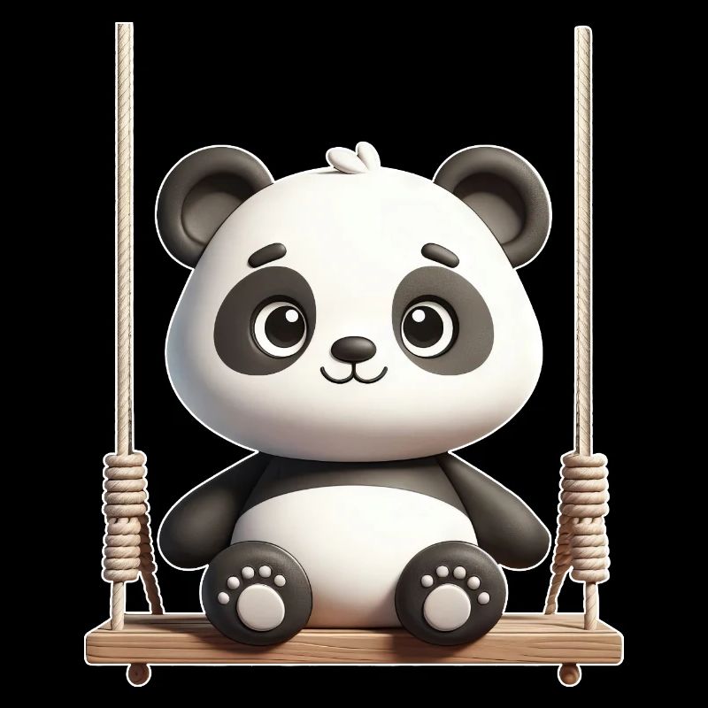 Mignon Panda Balançoire Dessin Animé