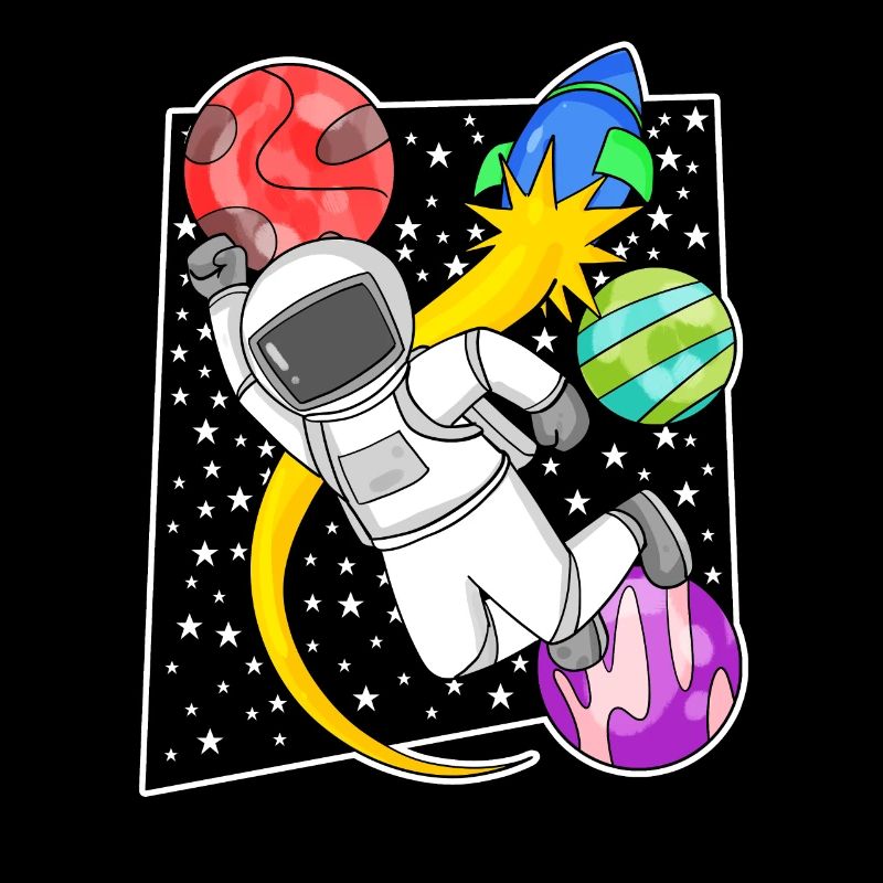 Astronaute dans l’espace avec fusée