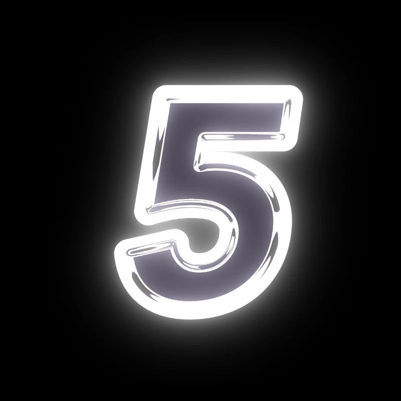 5 Number number luminous glowing