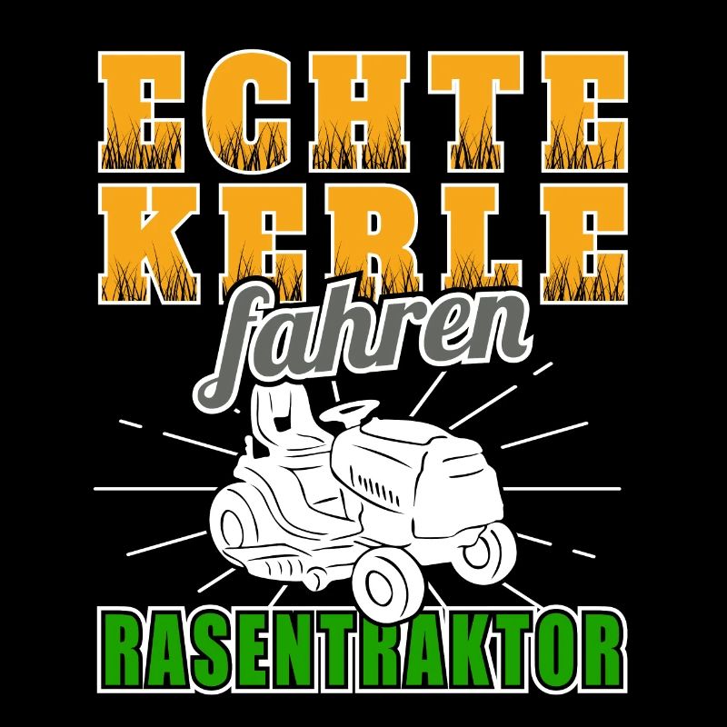 Echte Kerle fahren Rasentraktor Aufsitzmäher