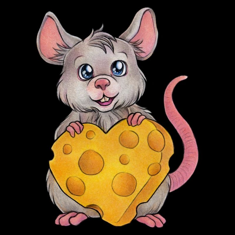 Cute Mouse niedliche Maus mit Käse Herz Geschenk