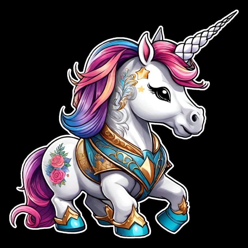 Niedliches Regenbogen Einhorn mit Tattoos