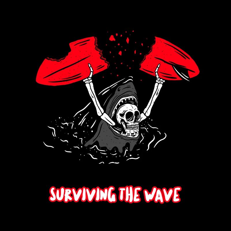 I survived the wave Halloween Skeleton Surfer