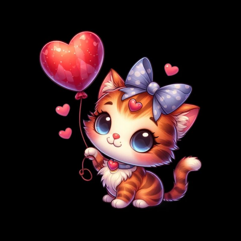 Chat volant avec des ballons chats mignons