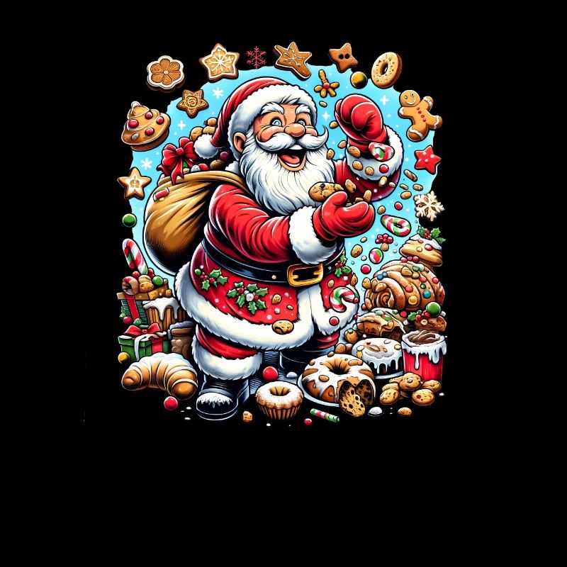 Lustiger Weihnachtsmann Nascht Gerne - Plätzchen