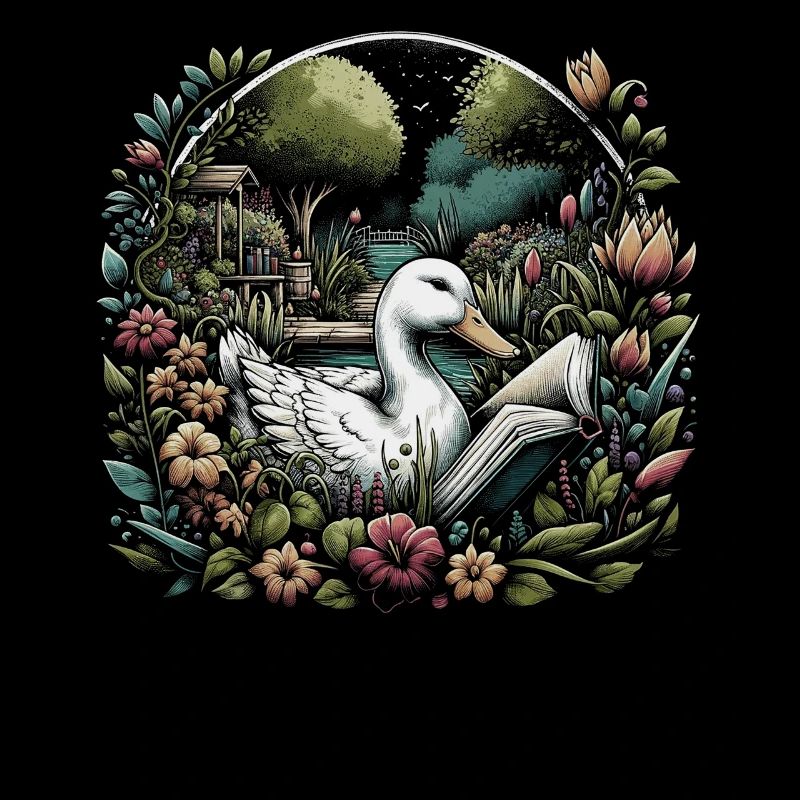 Duck Reading Book – Full Moon Seascape