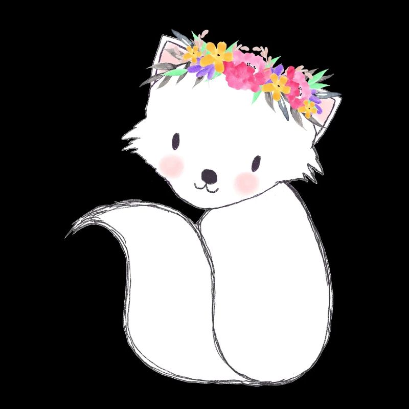Petit renard mignon avec des fleurs