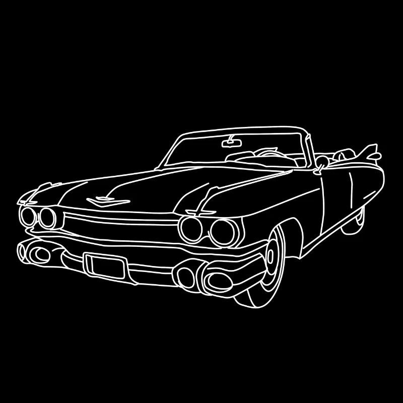 Cadillac, Auto, Motor, Retro, Outline, Oldtimer