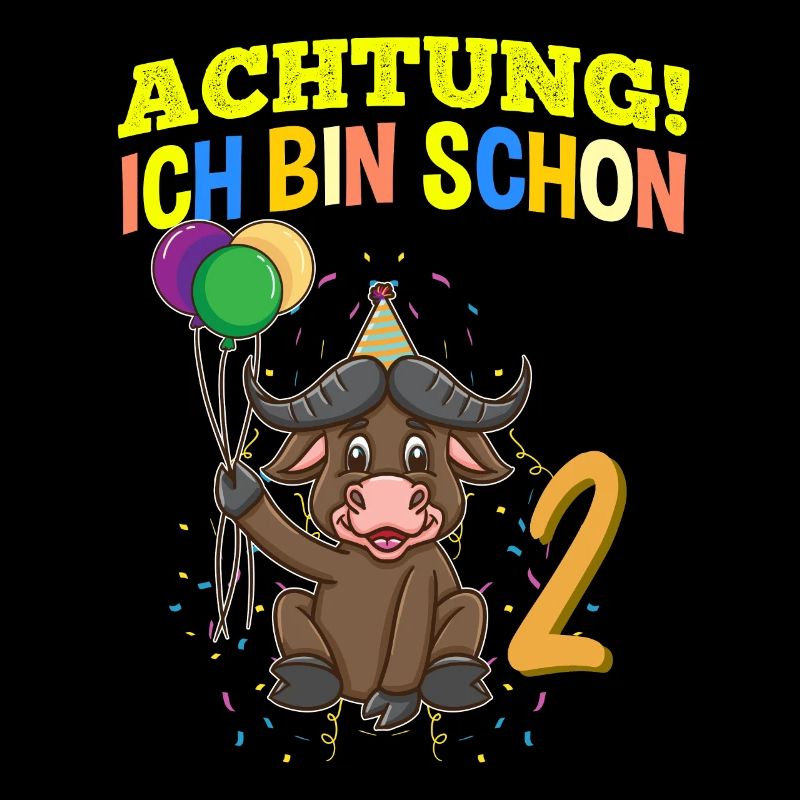Achtung Ich Bin Schon 2 Geburtstag Büffel Bison