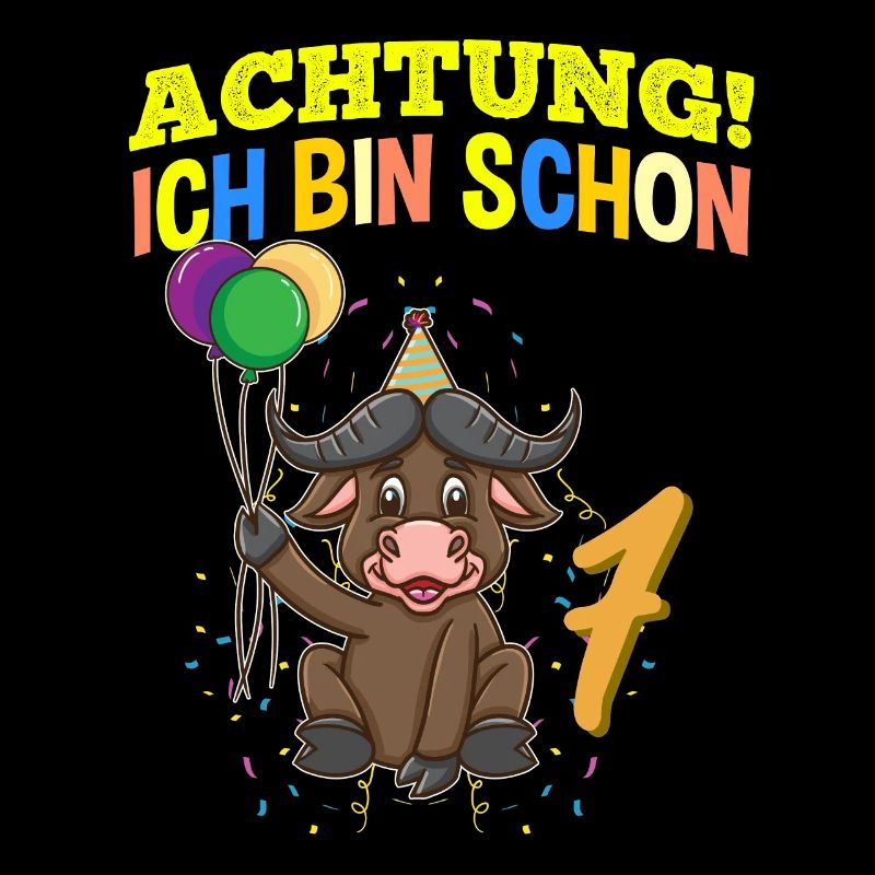 Achtung Ich Bin Schon 7 Geburtstag Büffel Bison