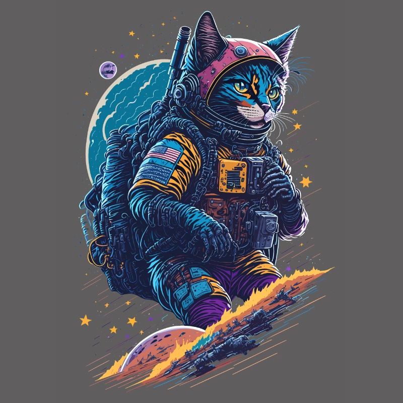 Illustration d’un chat dans une combinaison spatiale