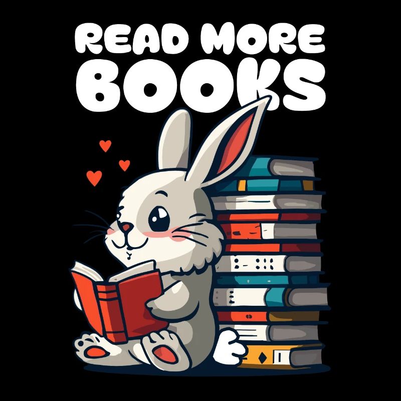 Petit lapin dans une librairie aime les livres