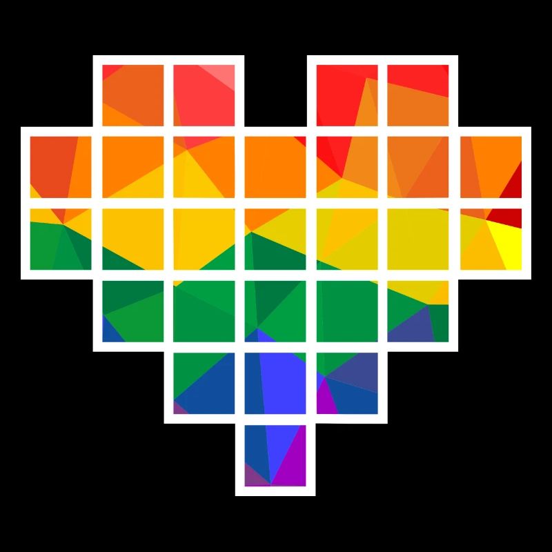 Rainbow Polygon Pixel Heart