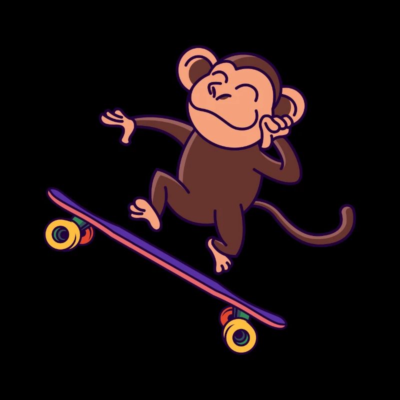 Skateboarder Funny monkey on skateboard