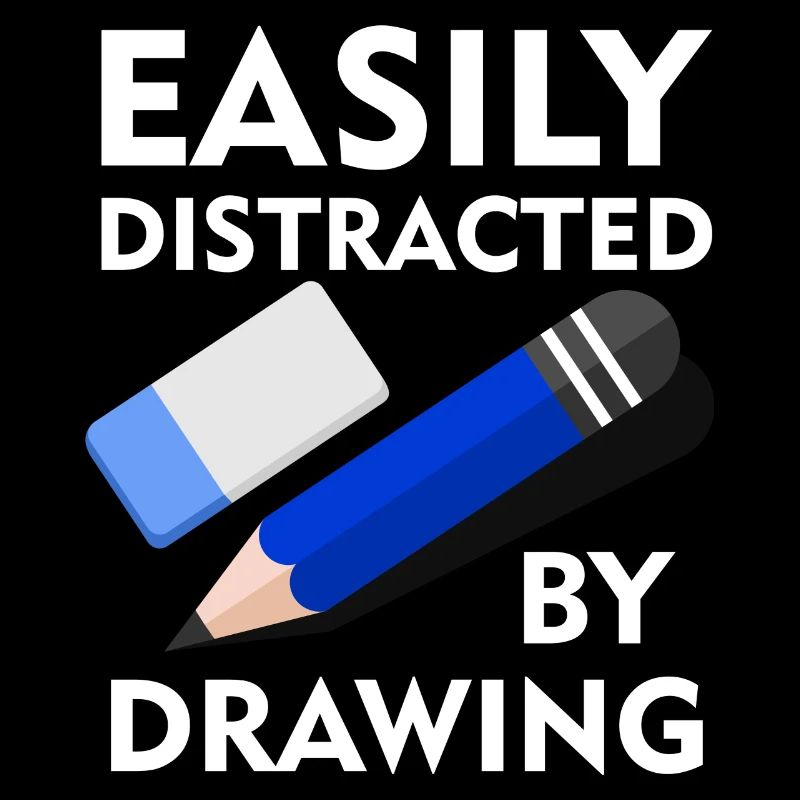 Distracted by Drawing Funny Hobby Illustrator