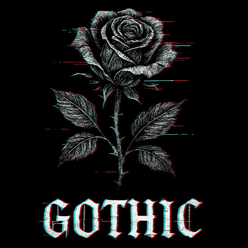 Gothic Rose mit Glitch Effekt