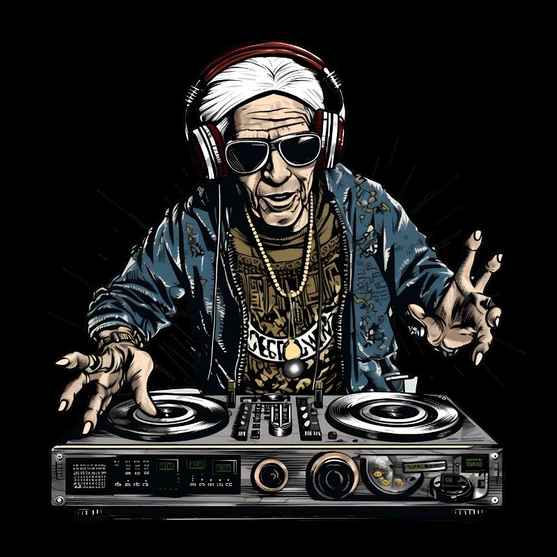 Cool best-ager man as a DJ, old man as a DJ