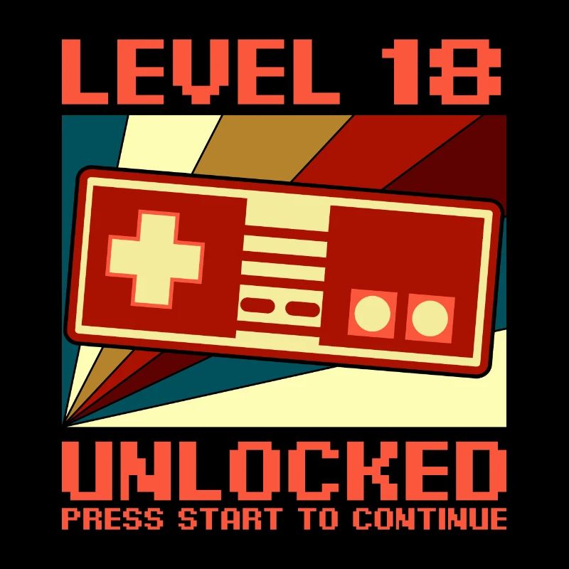 LEVEL 18 UNLOCKED 18 Geburtstag Gamer Controller