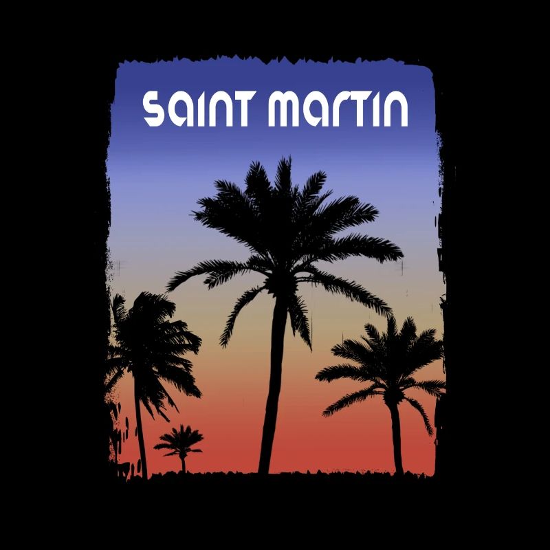 Saint Martin Sunset Vacation Souvenir Palm Tree