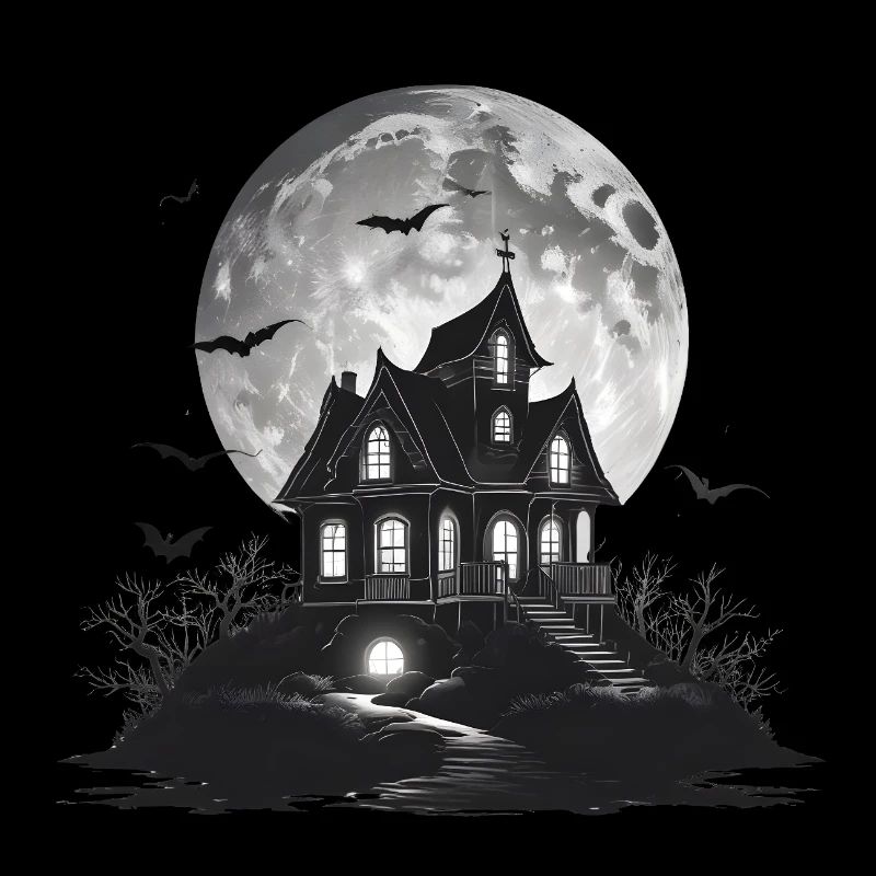 Haunted Manor Under the Full Moon