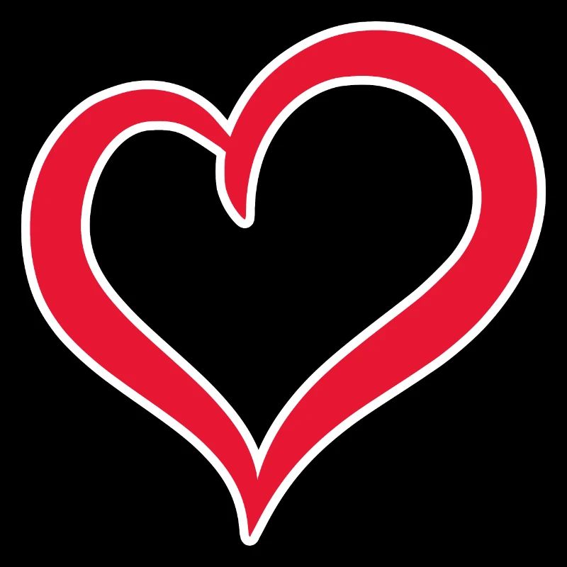 Heart red with white border