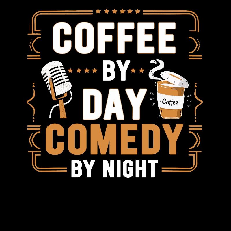 Kaffee bei Tag Comedy bei Nacht Komiker