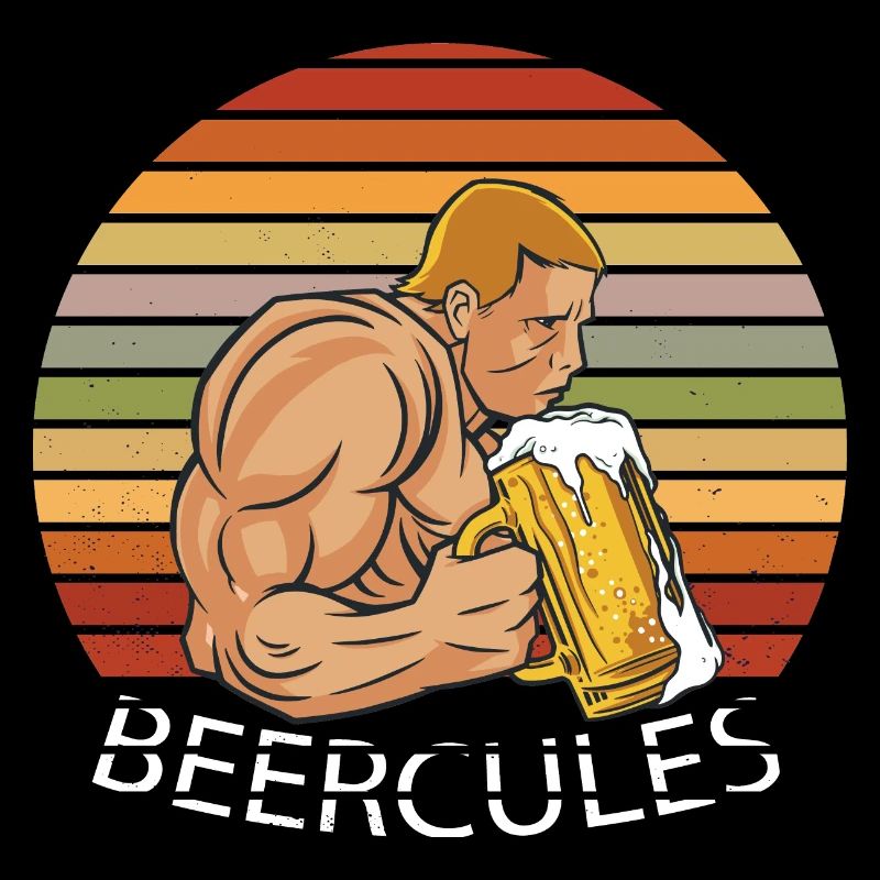 Beercules drinking beer vintage funny design
