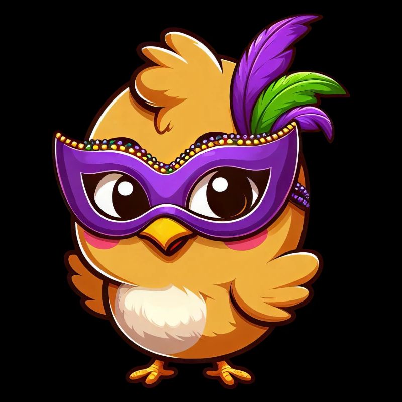 Mardi Gras poussin mignon poule dessin animé
