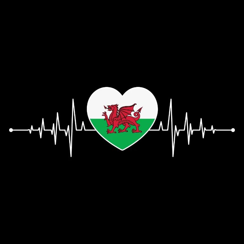 Wales Heartbeat Welsh Pulse Welsh Flag