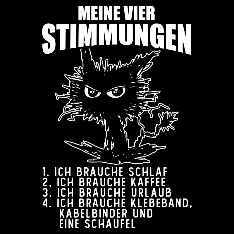 Katze Urlaub Müde Kaffee Vier Stimmungen