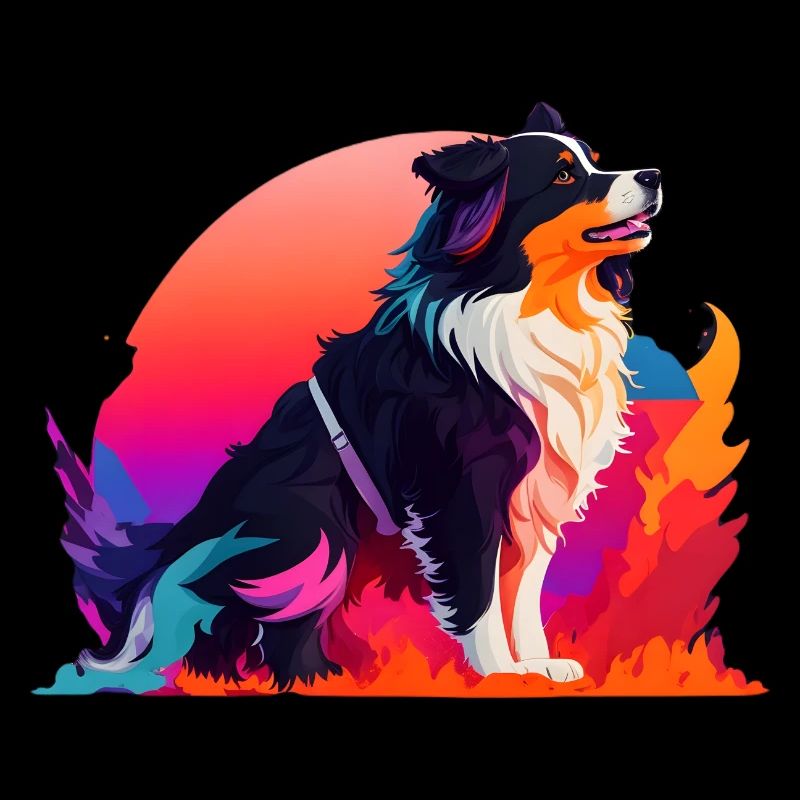 Verspielter Hund vor buntem Hintergrund