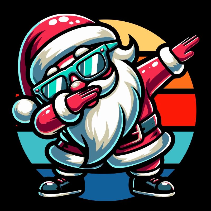 Dabbing Weihnachtsmann Vintage Sunset