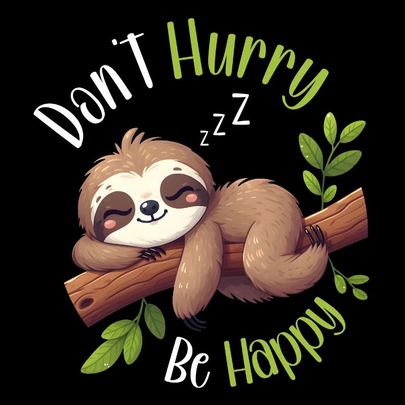Don't Hurry Be Happy Cute Sleeping Sloth
