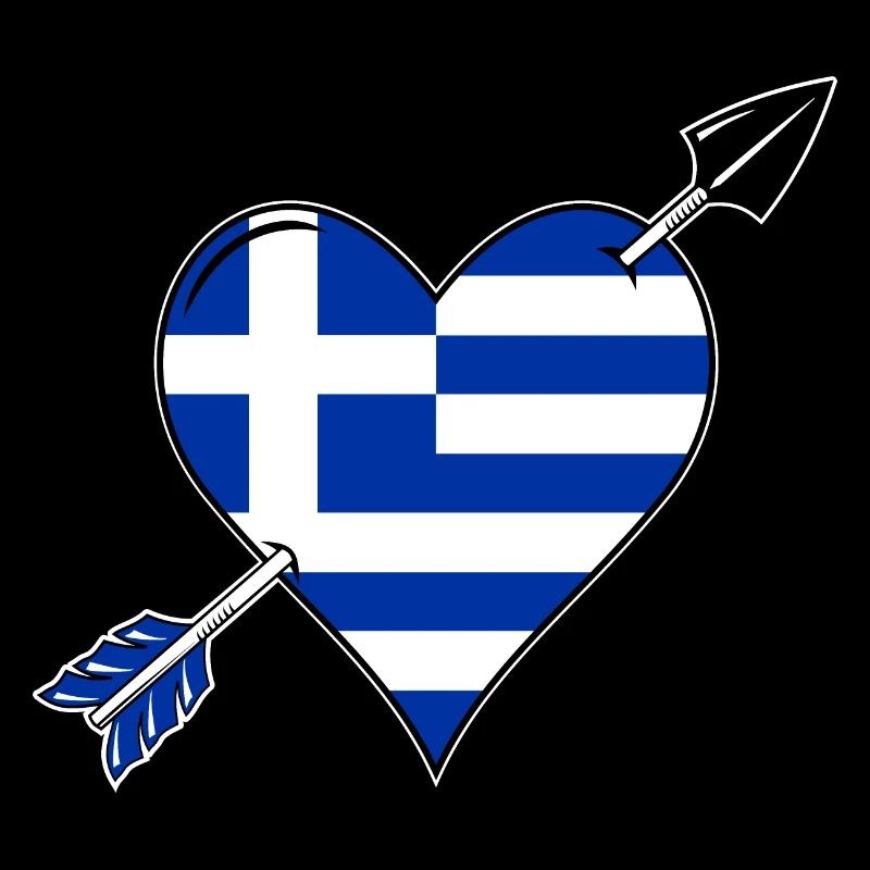 Grèce Flag Coeur Amour