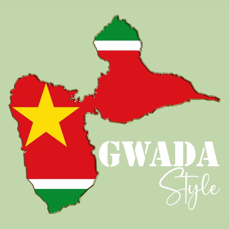 Gwada Style Map Guadeloupe Flag