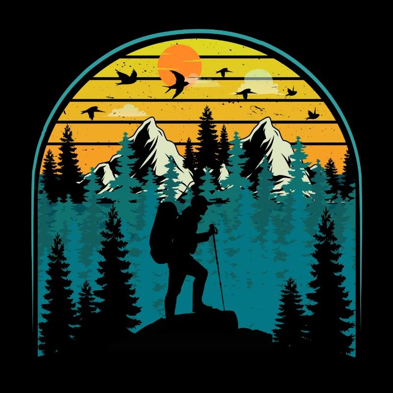 Hiking retro sunset hikers Wanderer