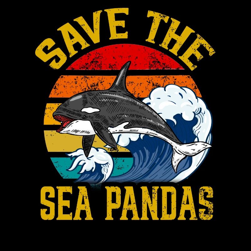 Rettet das Meer Pandas Retro Rettung Killerwal Orca