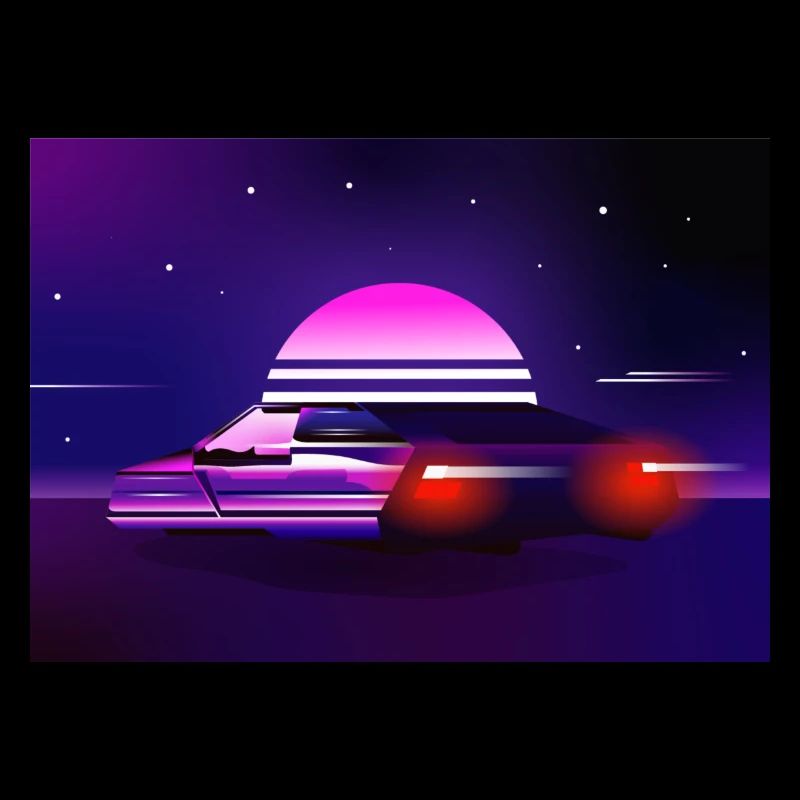 Synthwave Auto Retro Design 80s