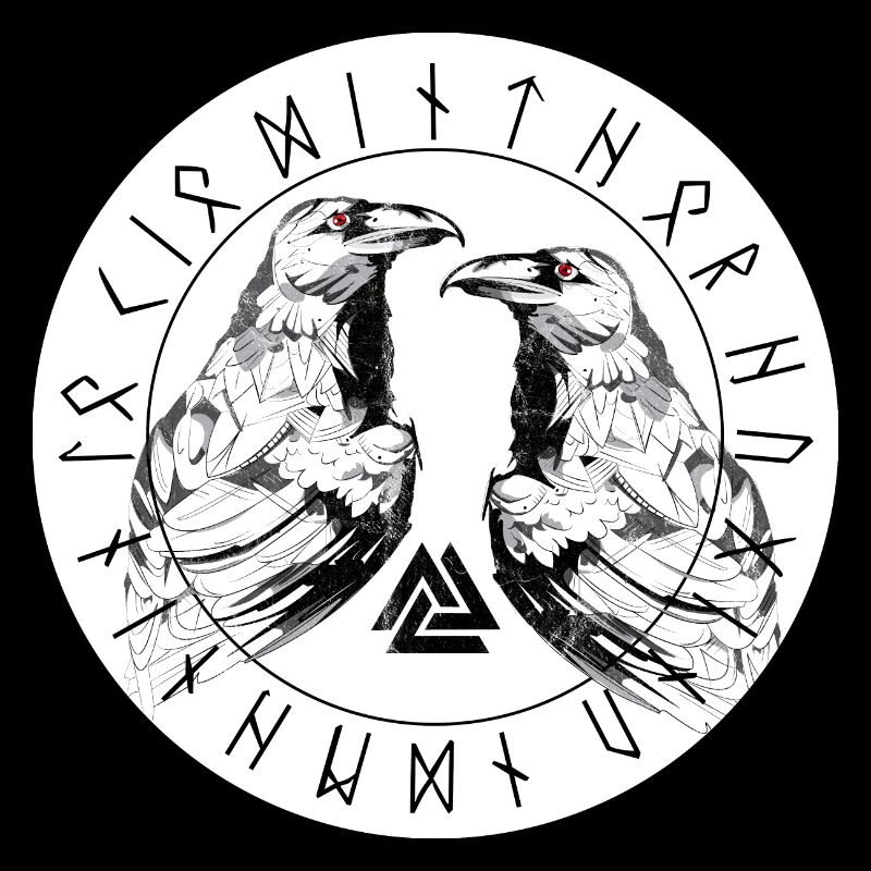 Hugin und Munin Odins Raben Walhalla Runen Valknut