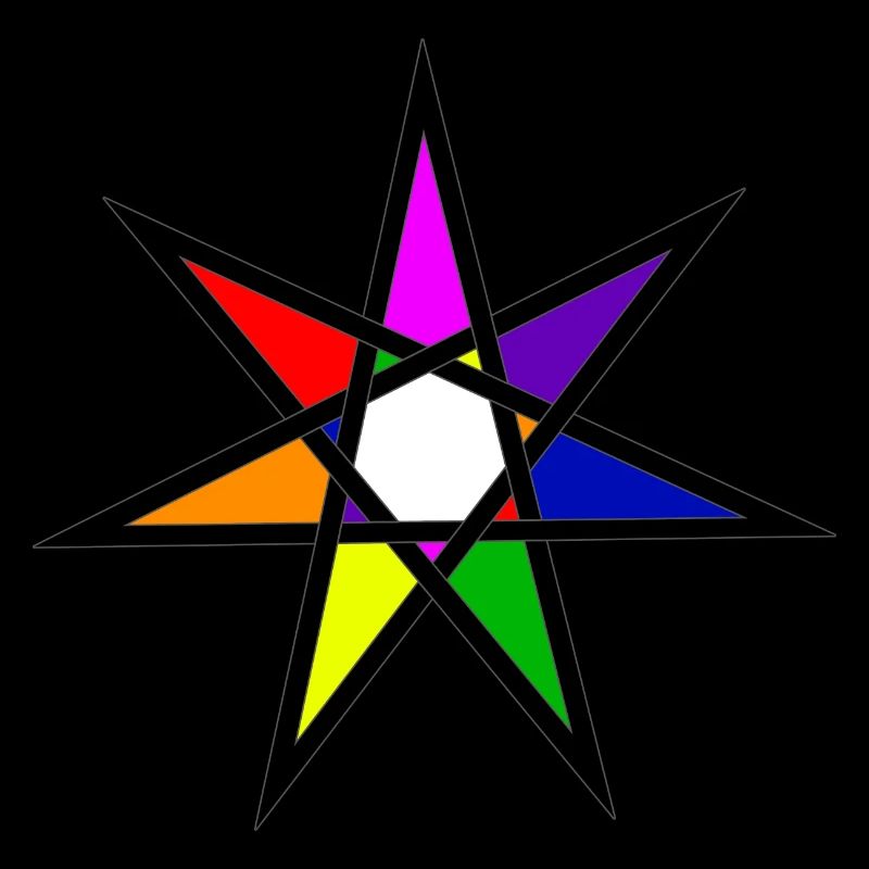 Étoile à 7 pointes, sept couleurs de l'arc-en-ciel