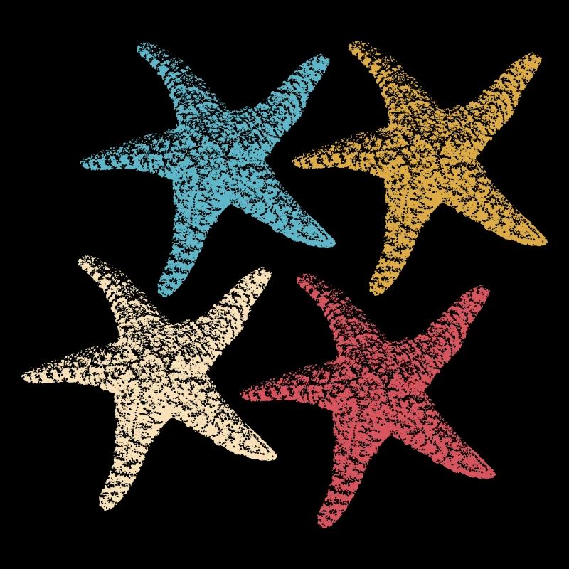 Retro Farben Seestern Tier bunt Meer Silhouette 2