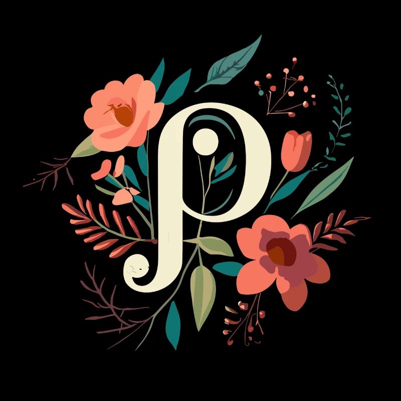 P typography floral