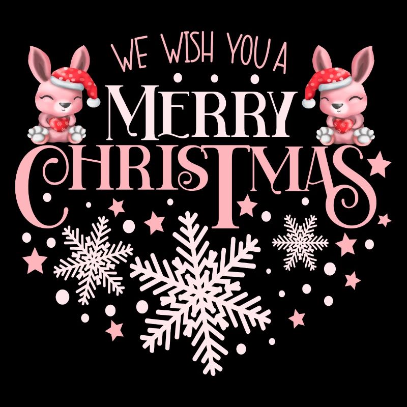 Nous vous souhaitons un joyeux Noël Mignons Lapins Roses