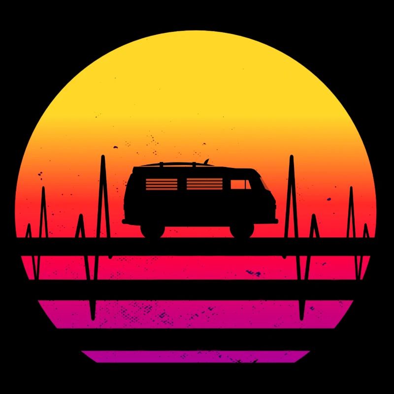 Bully Surf Trip Surfer Van Retro Sunset