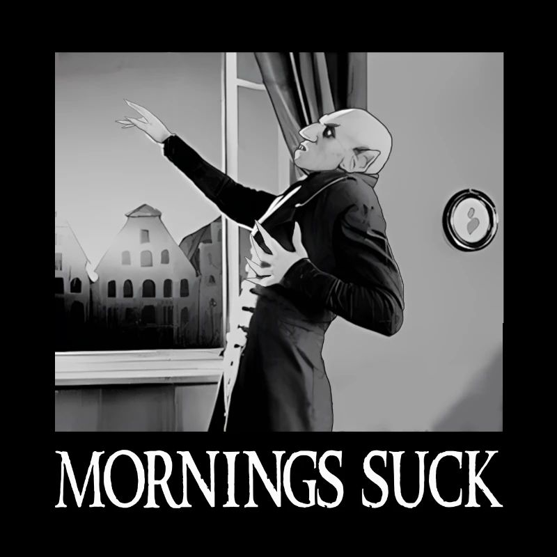 Mornings Suck Funny Halloween Vampire Pun Graphic