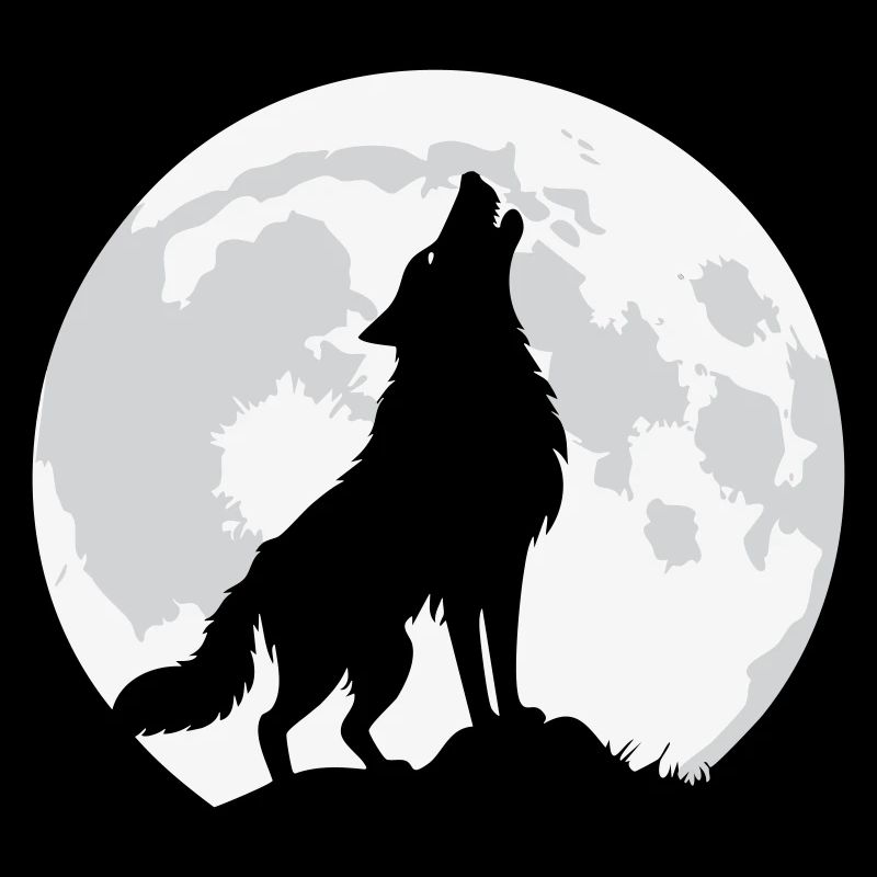 Heulender Wolf mit riesigem Mond - Vektor