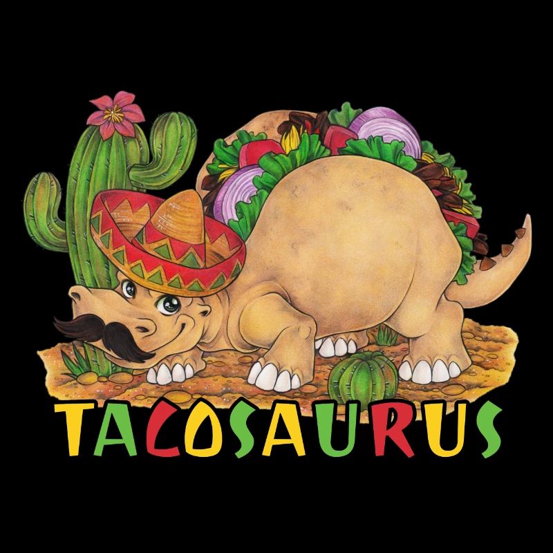 TacoSaurus Dinosaurier als Taco mit Hut und Bart