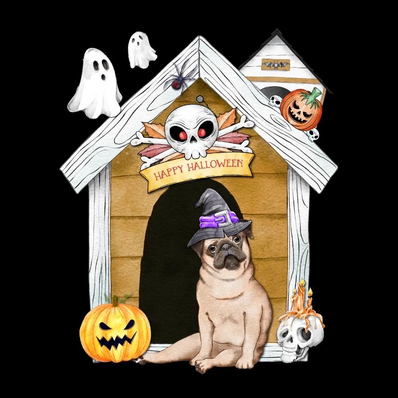 Halloween Mops Hund Hexe
