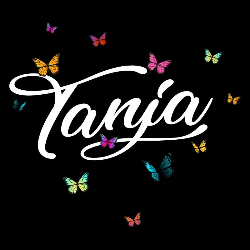 TANJA - Mädchen Name mit bunten Schmetterlingen